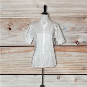 Laundry by Shelli Segal Henley White Cotton Blouse Size 4